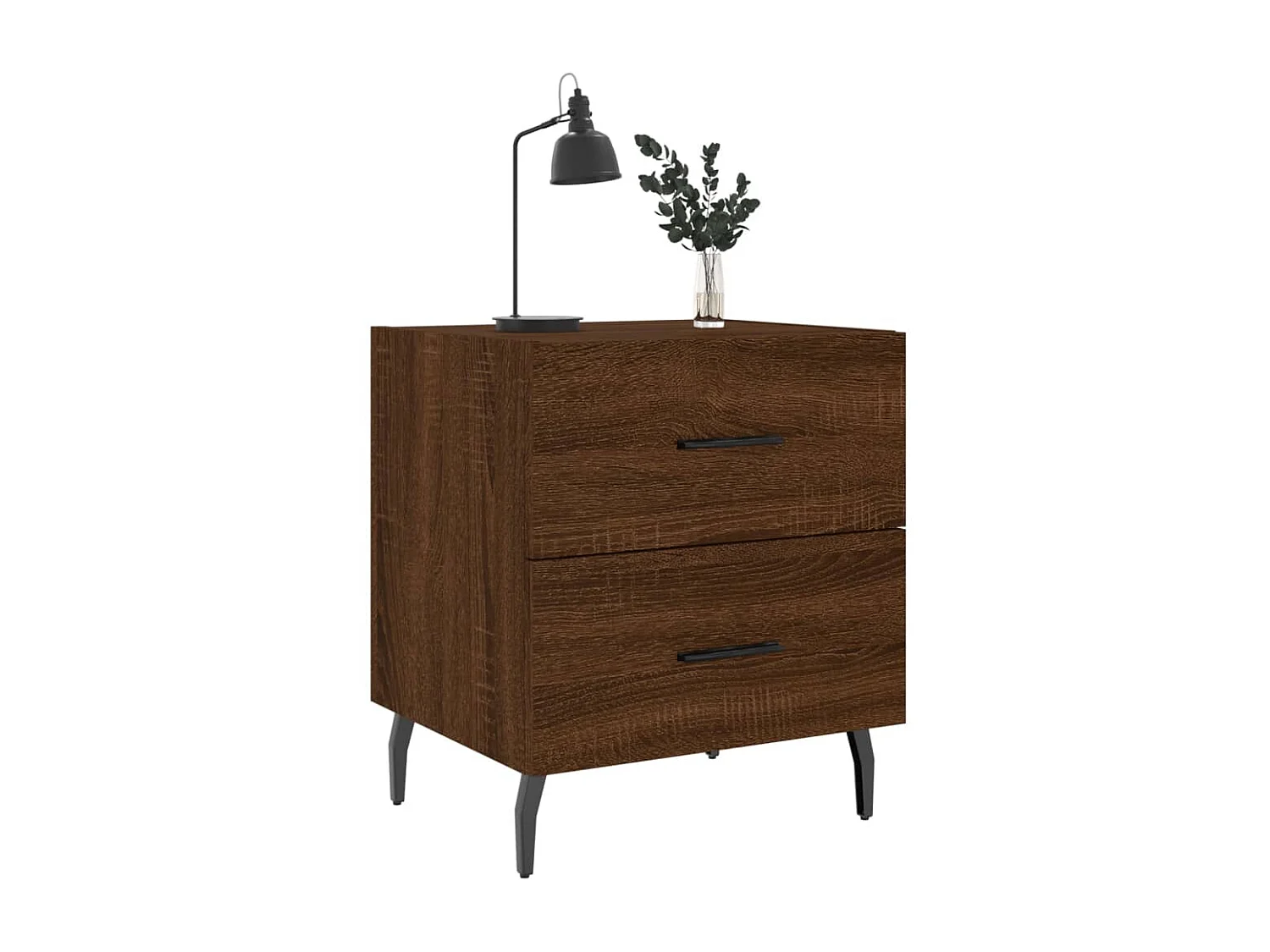 2er-Set Nachttische Nachtschrank Braun Eichen-Optik 40x35x47,5cm Holzwerkstoff -RN33647