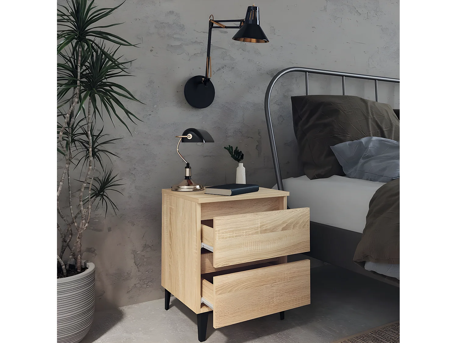 2er-Set Nachttische Nachtschrank Sonoma-Eiche 40x35x50 cm Holzwerkstoff -RN87616