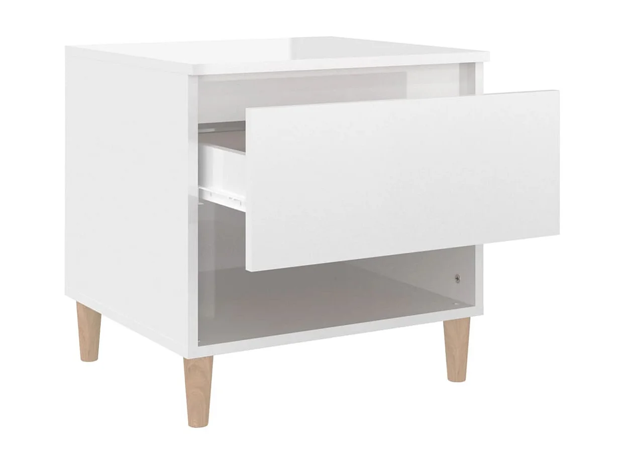 2er-Set Nachttische Nachtschrank Hochglanz-Weiß 50x46x50 cm Holzwerkstoff -RN63814
