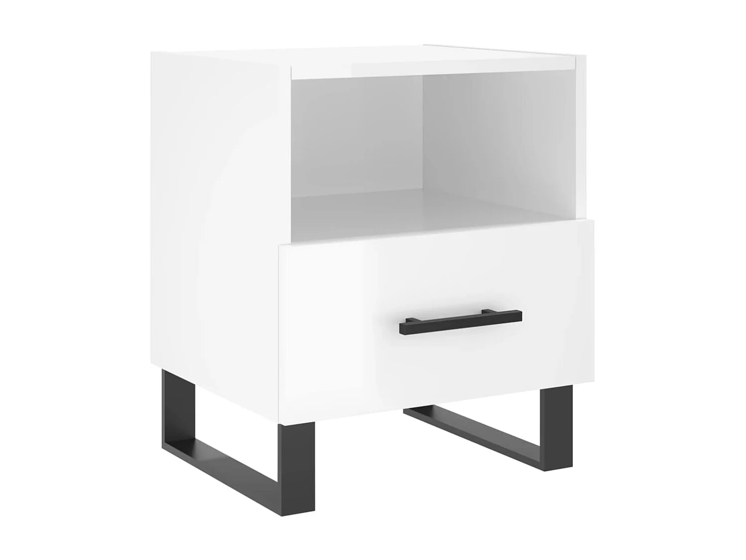 2er-Set Nachttische Nachtschrank Hochglanz-Weiß 40x35x47,5 cm Holzwerkstoff -RN84394