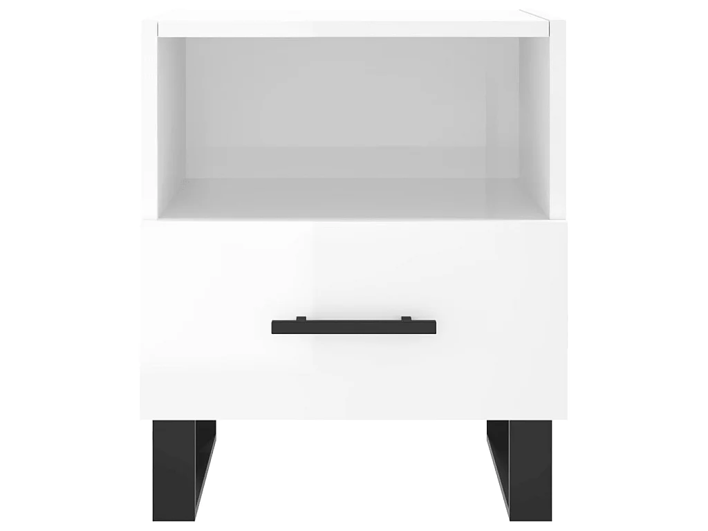 2er-Set Nachttische Nachtschrank Hochglanz-Weiß 40x35x47,5 cm Holzwerkstoff -RN84394
