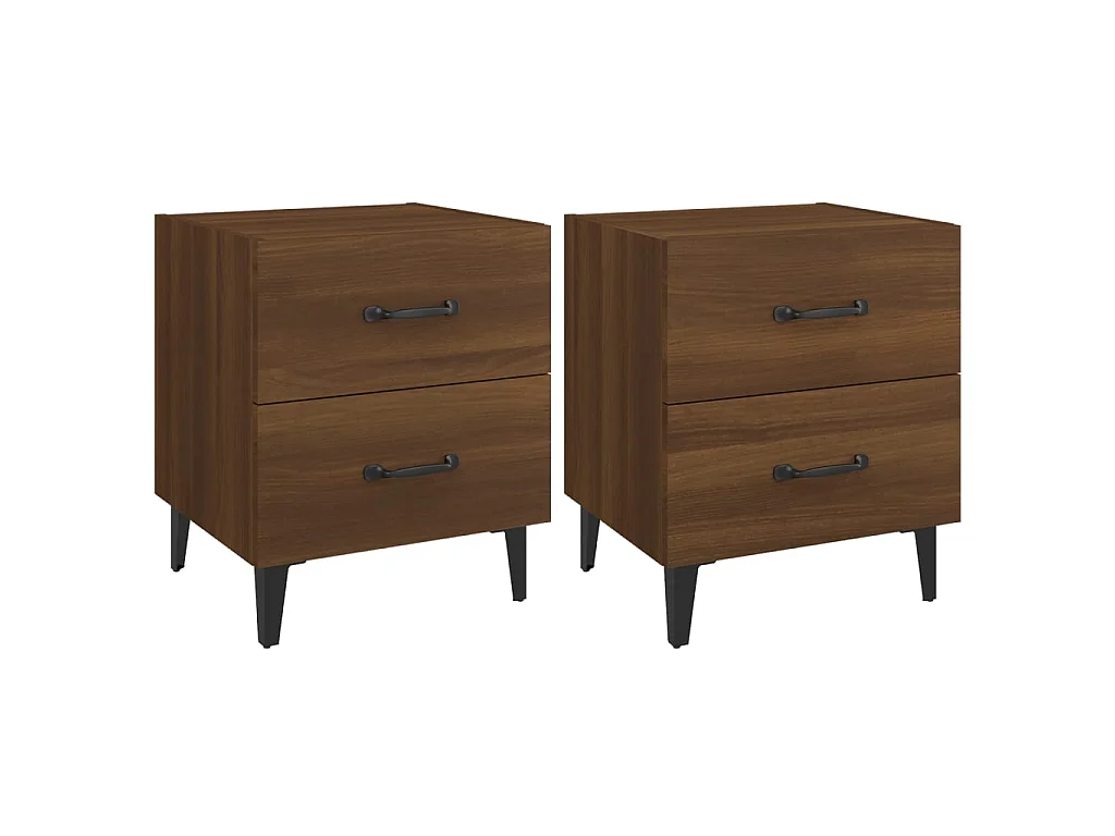2er-Set Nachttische Nachtschrank Braun Eichen-Optik 40x35x47,5 cm -RN25393