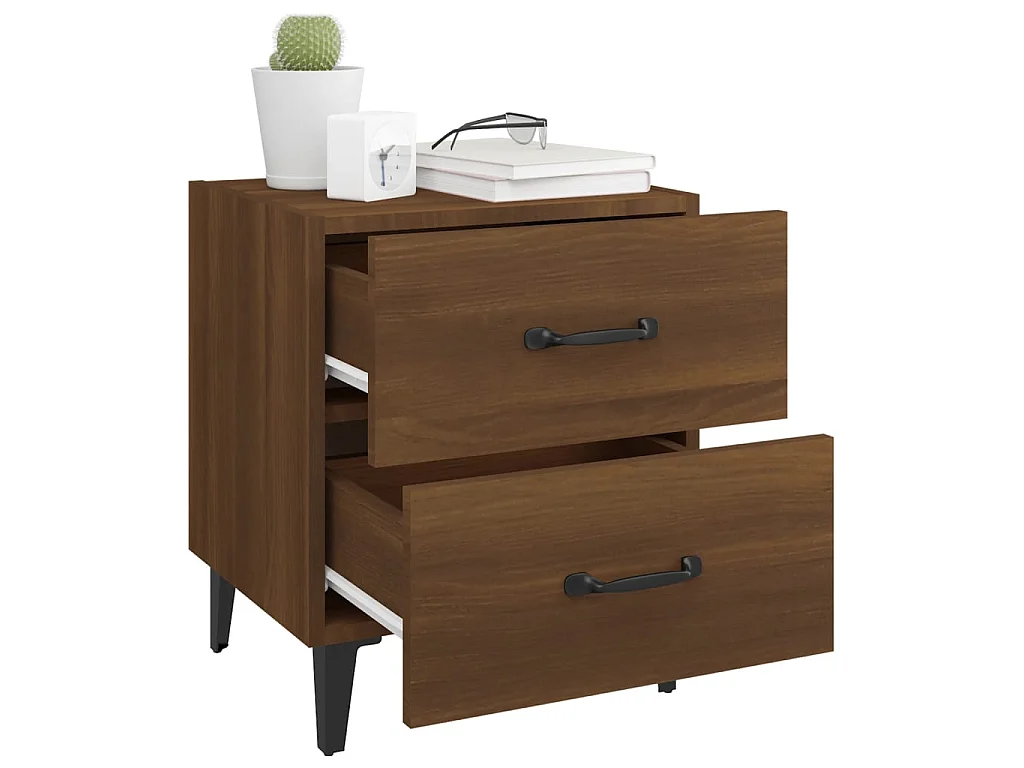 2er-Set Nachttische Nachtschrank Braun Eichen-Optik 40x35x47,5 cm -RN25393