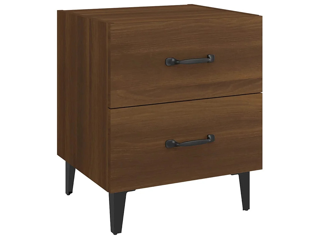 2er-Set Nachttische Nachtschrank Braun Eichen-Optik 40x35x47,5 cm -RN25393