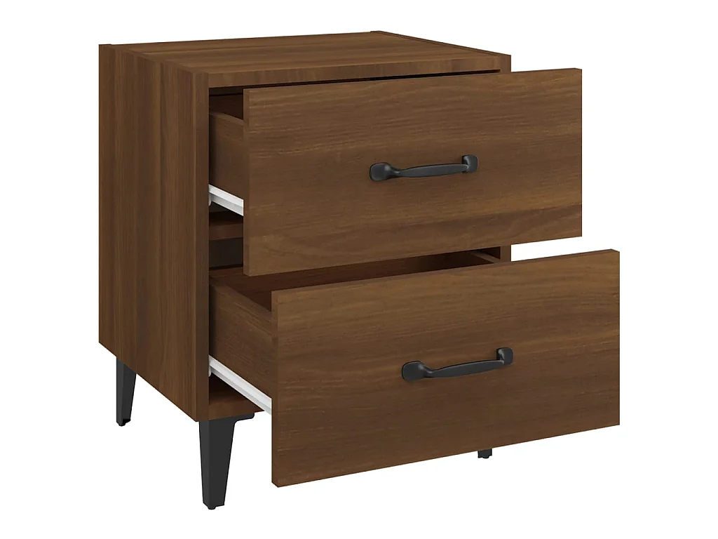 2er-Set Nachttische Nachtschrank Braun Eichen-Optik 40x35x47,5 cm -RN25393