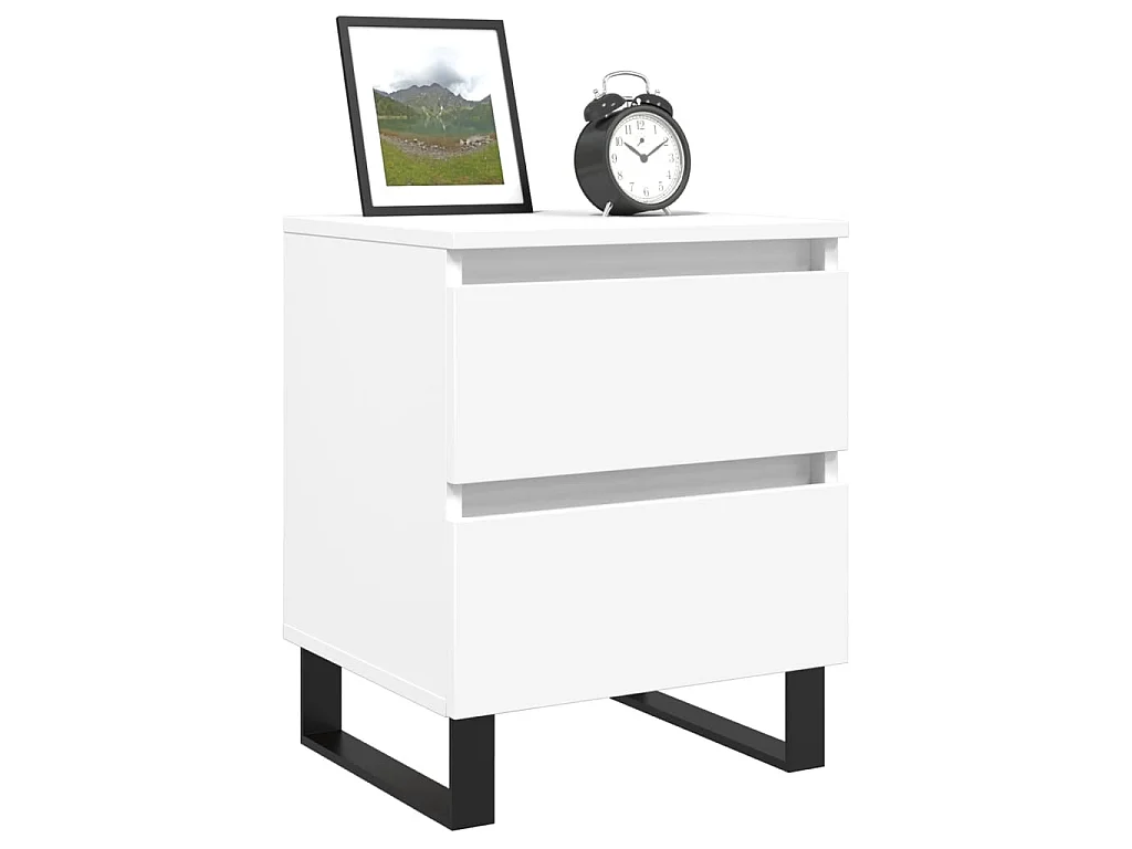 Nachttisch Nachtschrank Weiß 40x35x50 cm Holzwerkstoff -RN13333