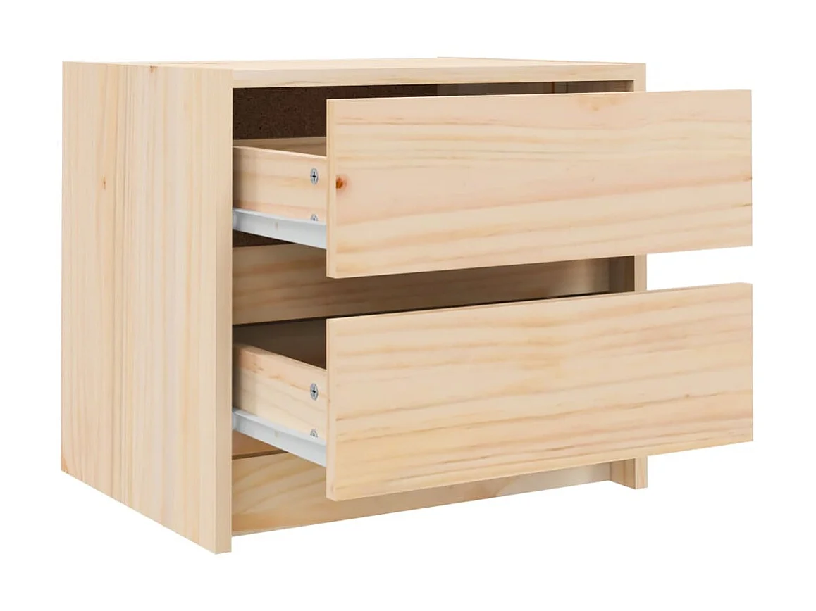2er-Set Nachttische Nachtschrank 40x31x35,5 cm Massivholz Kiefer -RN39598