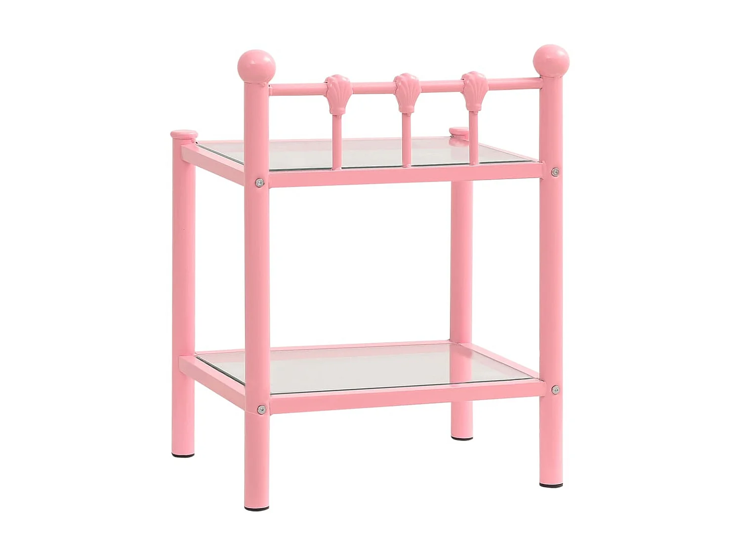2er-Set Nachttische Nachtschrank Rosa Transparent Metall und Glas -RN69489