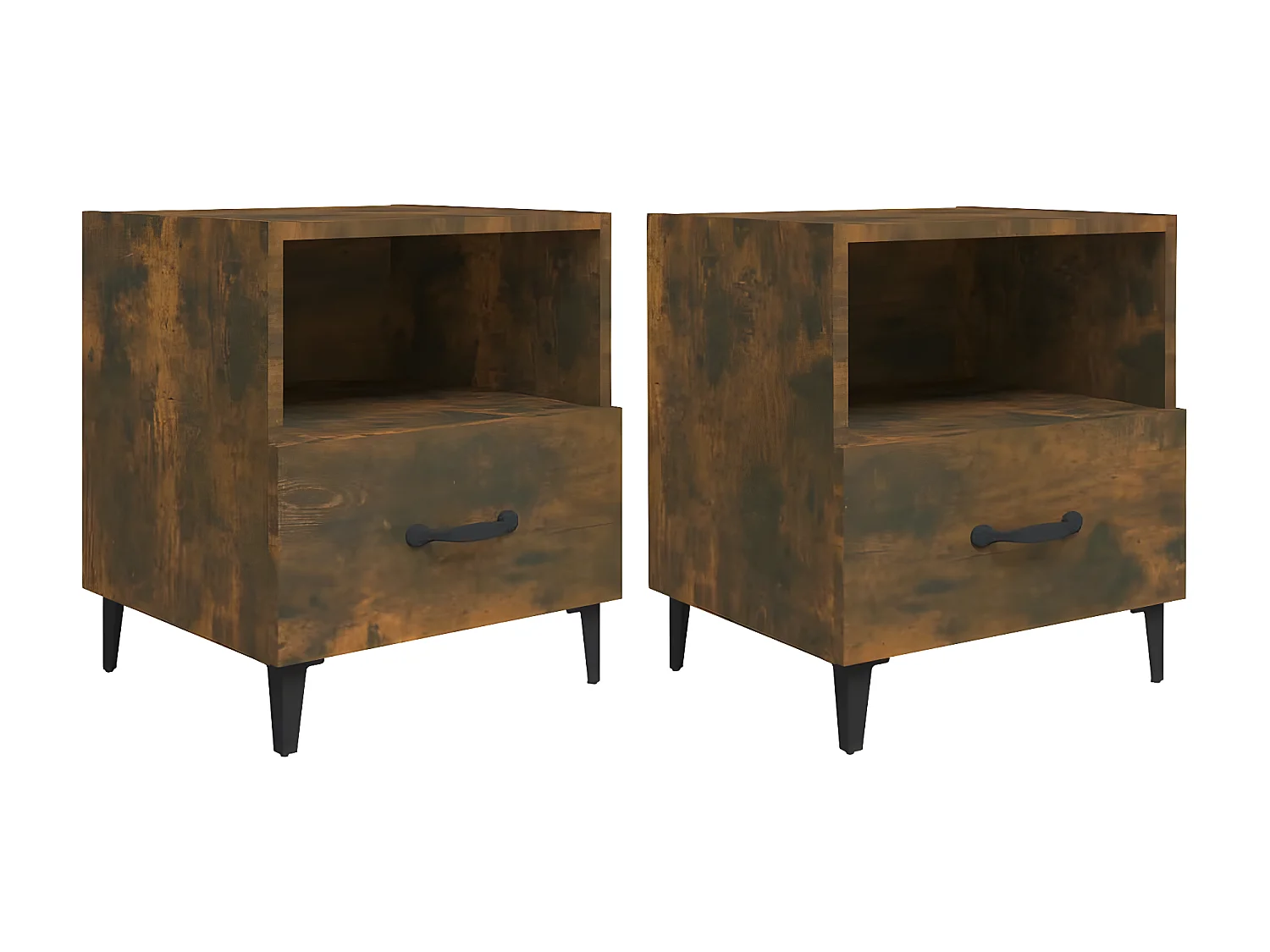 2er-Set Nachttische Nachtschrank Räuchereiche Holzwerkstoff -RN77642