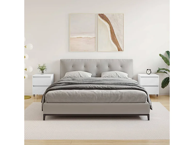 2er-Set Nachttische Nachtschrank Weiß 40x35x50 cm Holzwerkstoff -RN30049