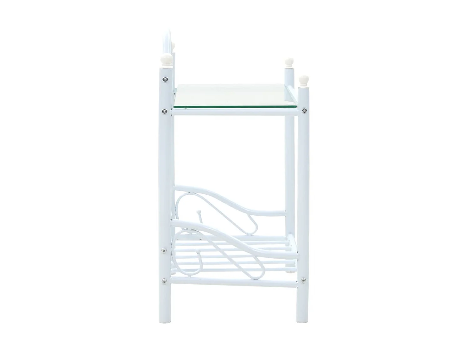 Nachttisch Nachtschrank Stahl und gehärtetes Glas 45x30,5x60 cm Weiß -RN63575