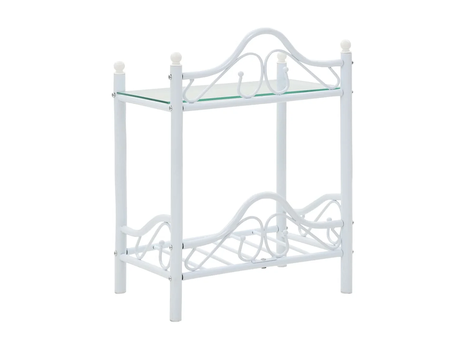 Nachttisch Nachtschrank Stahl und gehärtetes Glas 45x30,5x60 cm Weiß -RN63575