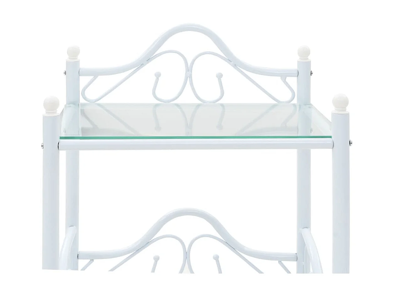 Nachttisch Nachtschrank Stahl und gehärtetes Glas 45x30,5x60 cm Weiß -RN63575