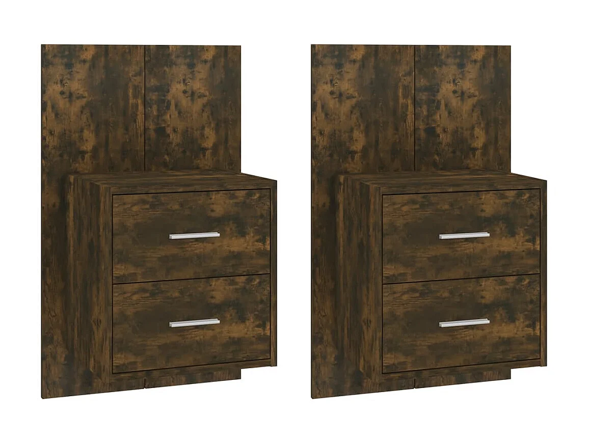 2er-Set Wand-Nachttische Nachtschrank Räuchereiche -RN44835