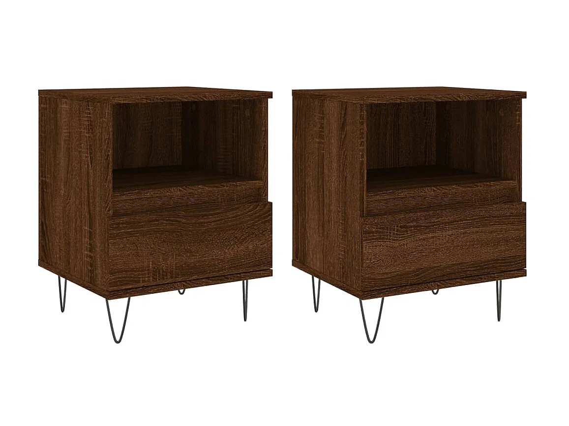 2er-Set Nachttische Nachtschrank Braun Eichen-Optik 40x35x50 cm Holzwerkstoff -RN57085