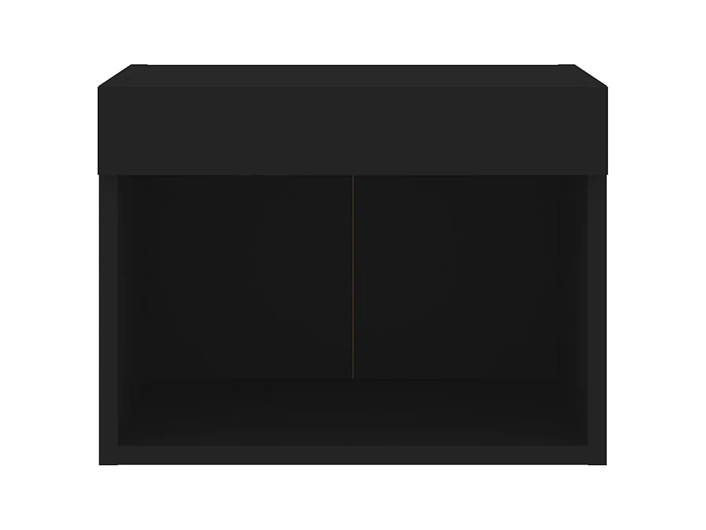 Wand-Nachttisch Nachtschrank mit LED-Leuchten Schwarz -RN85875