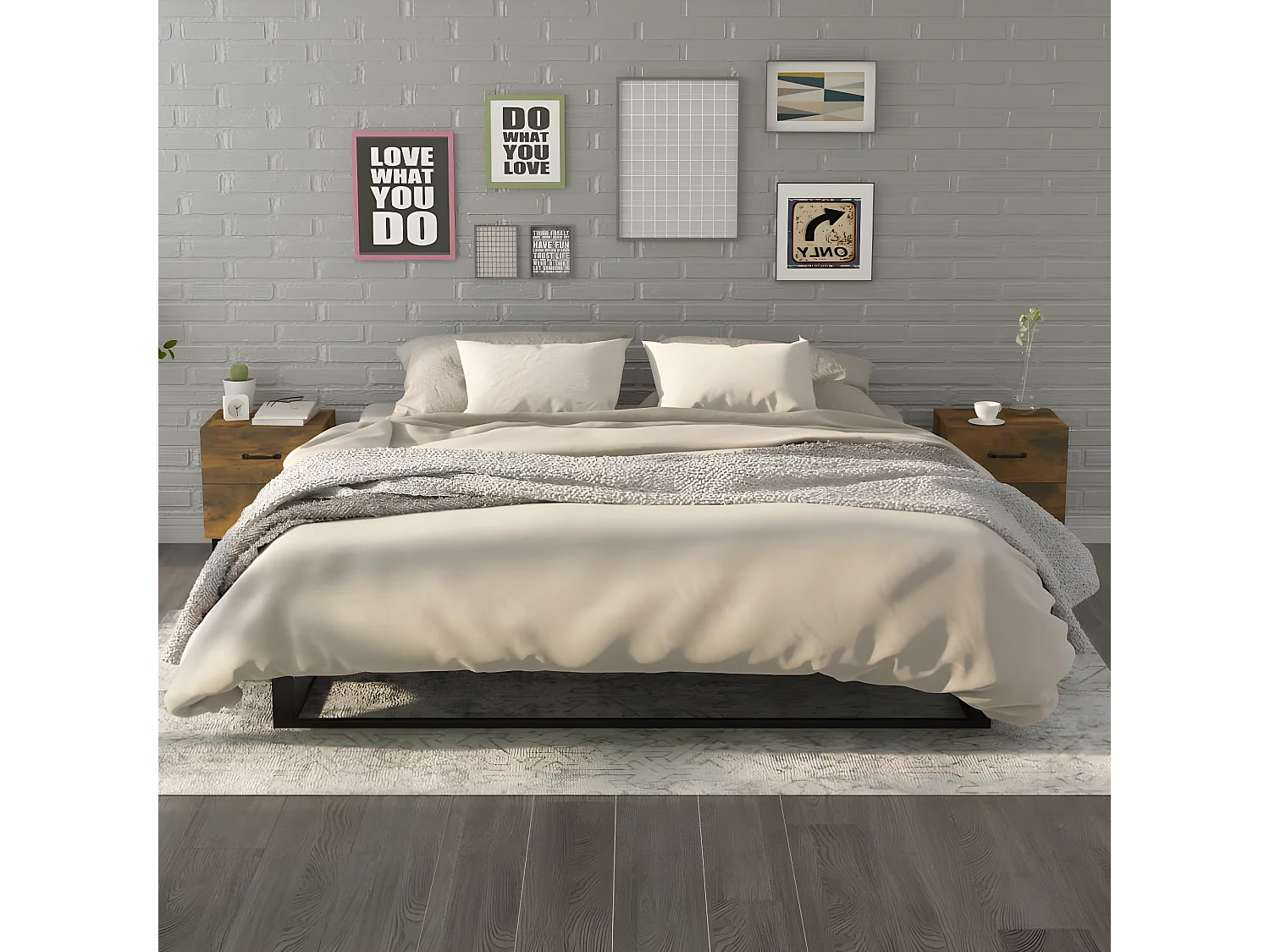 2er-Set Nachttische Nachtschrank Räuchereiche 40x35x47,5 cm -RN82088