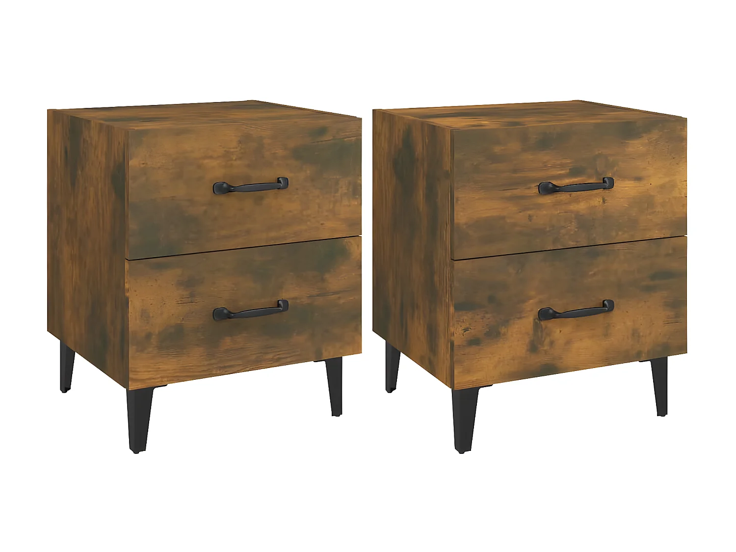 2er-Set Nachttische Nachtschrank Räuchereiche 40x35x47,5 cm -RN82088