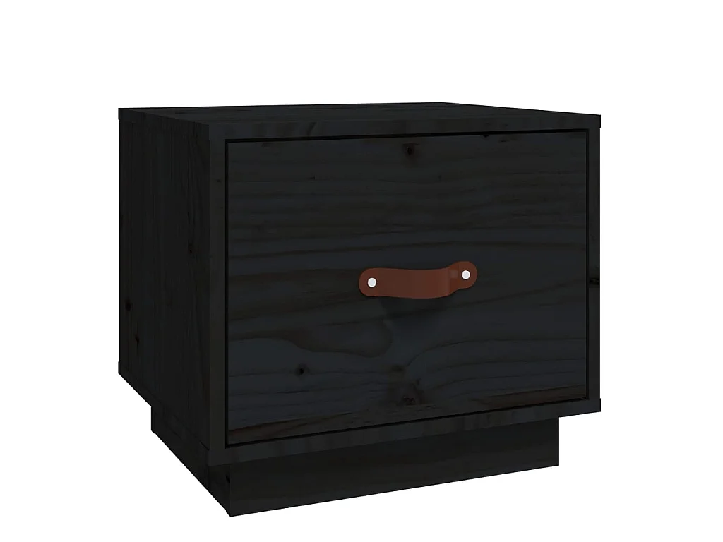 Nachttisch Nachtschrank Schwarz 40x34x35 cm Massivholz Kiefer -RN96293