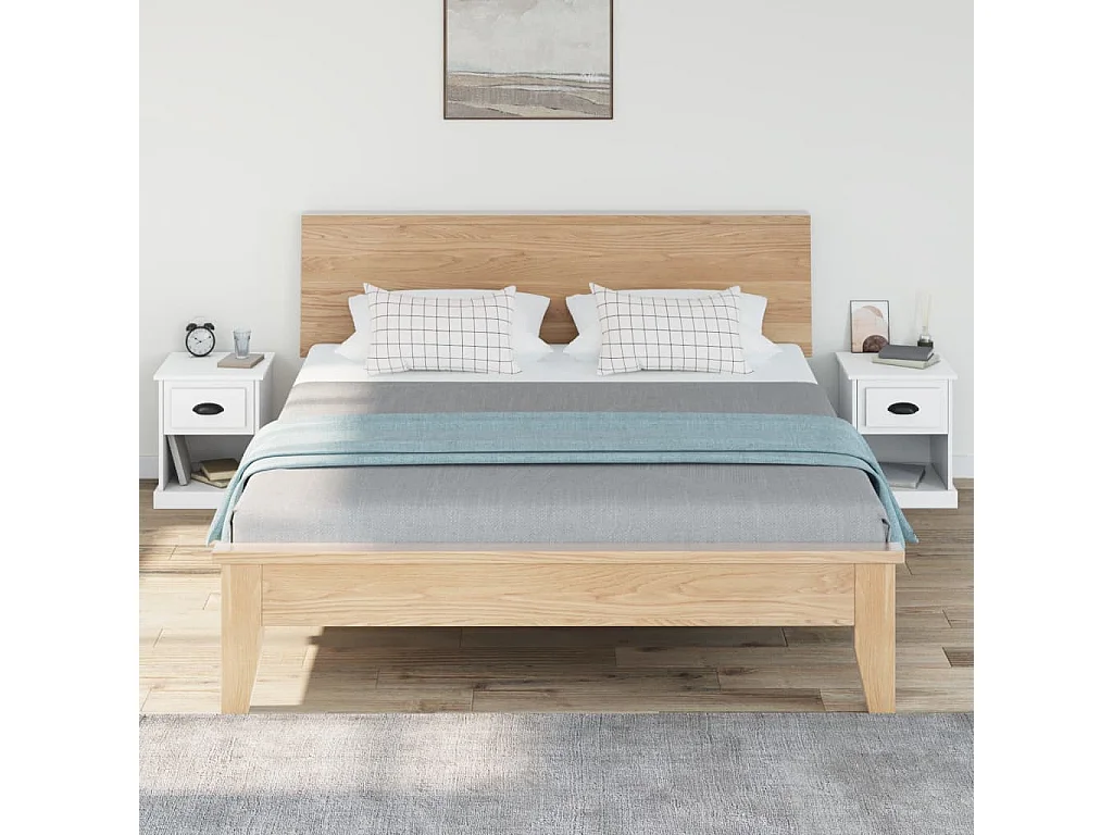 2er-Set Nachttische Nachtschrank Weiß 39x39x47,5 cm Holzwerkstoff -RN82020