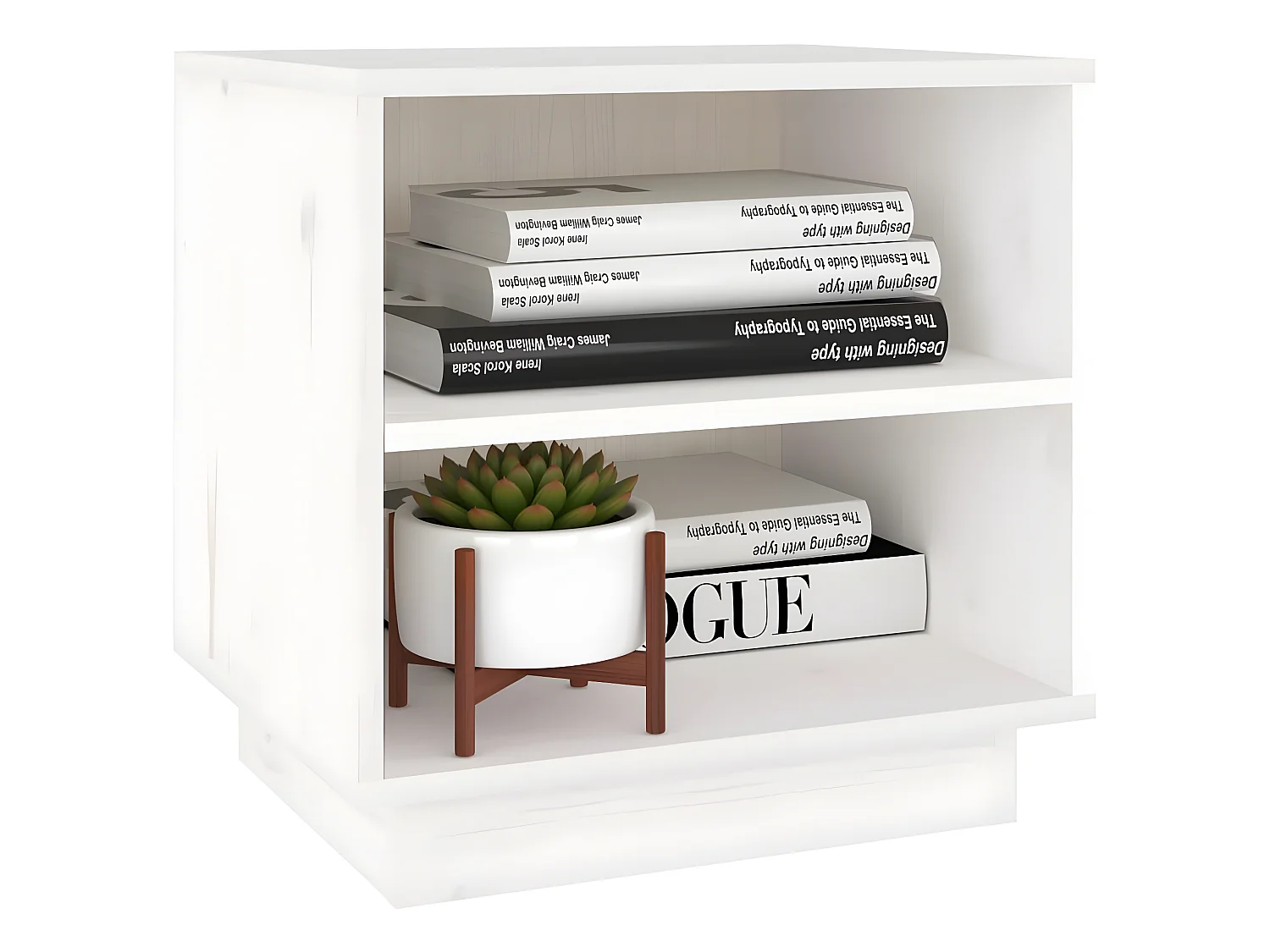 Nachttisch Nachtschrank Weiß 40x34x40 cm Massivholz Kiefer -RN24137