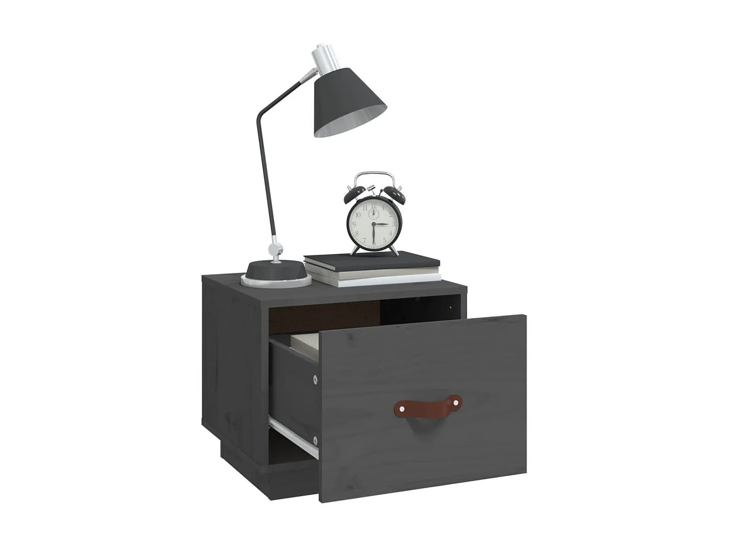 Nachttisch Grau Nachtschrank 40x34x35 cm Massivholz Kiefer -RN48752