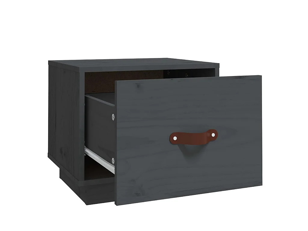 Nachttisch Grau Nachtschrank 40x34x35 cm Massivholz Kiefer -RN48752
