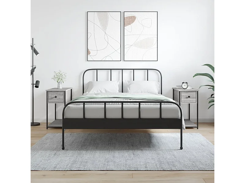 2er-Set Nachttische Nachtschrank Grau Sonoma 30x60x60 cm Holzwerkstoff -RN13681