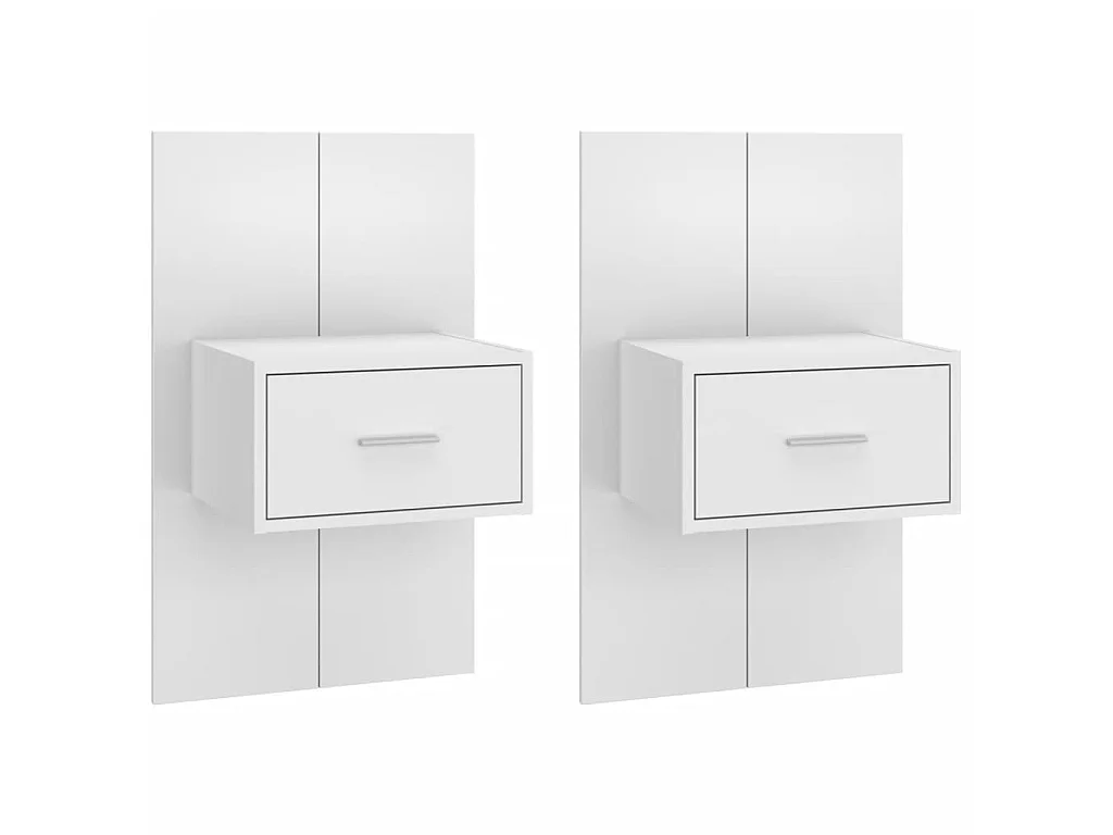 2er-Set Wand-Nachttische Nachtschrank Weiß -RN77898