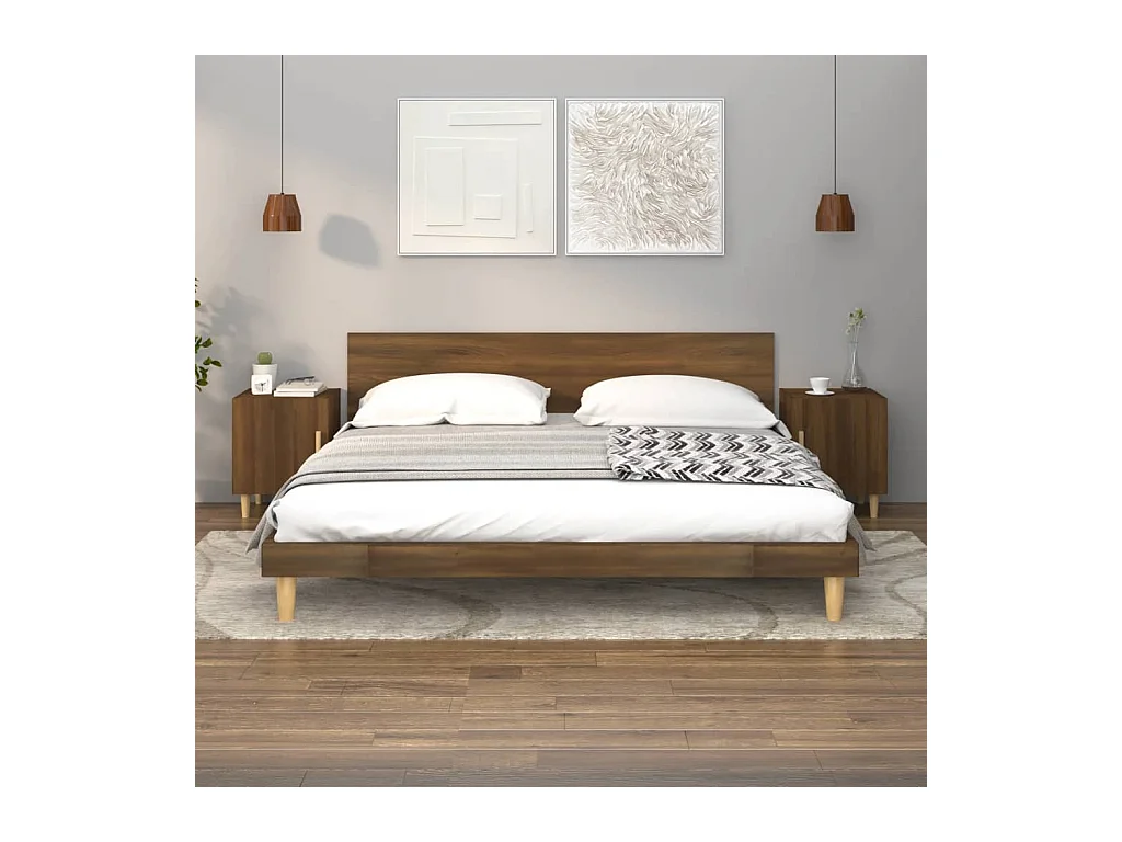 2er-Set Nachttische Nachtschrank Braun Eichen-Optik Holzwerkstoff -RN32643