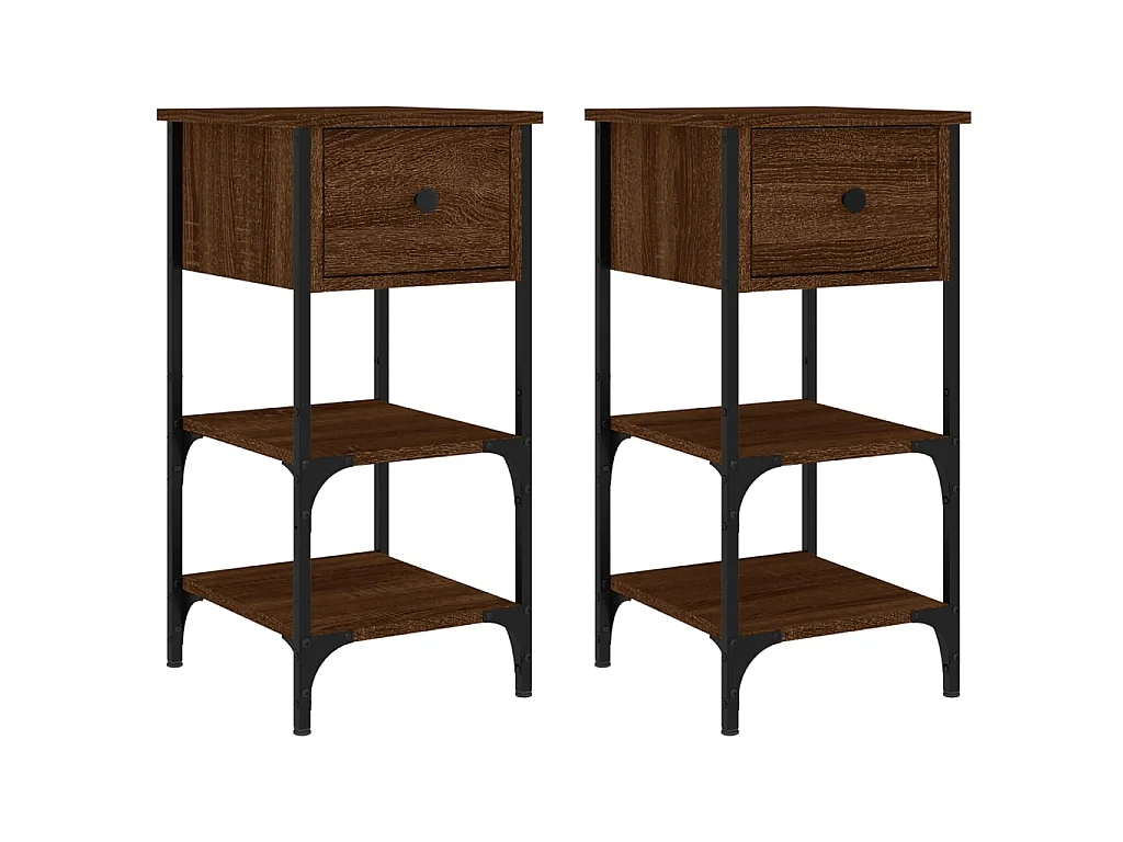 2er-Set Nachttische Nachtschrank Braun Eichen-Optik 34x36x70 cm Holzwerkstoff -RN51117