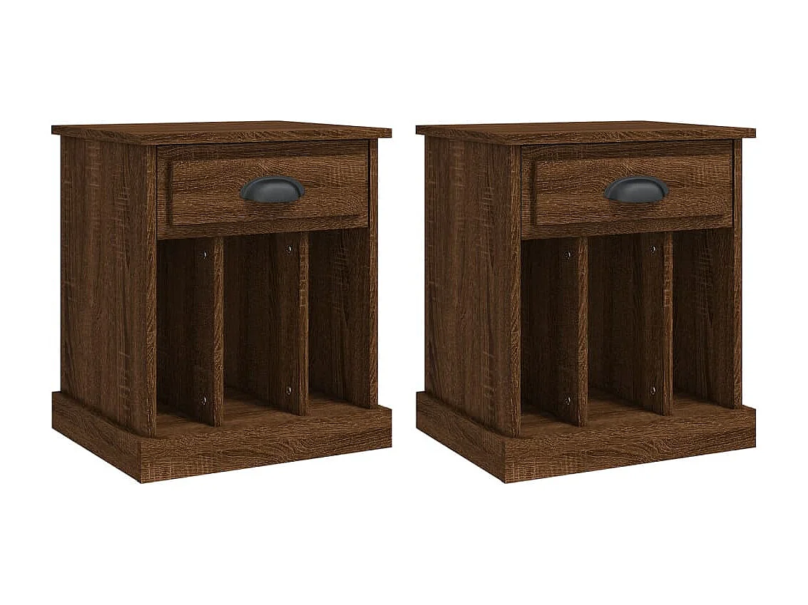 2er-Set Nachttische Nachtschrank Braun Eichen-Optik 43x36x50 cm -RN94806