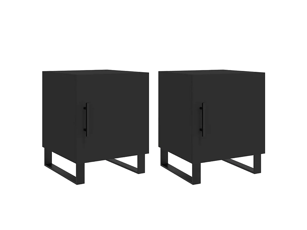 2er-Set Nachttische Nachtschrank Schwarz 40x40x50 cm Holzwerkstoff -RN21958