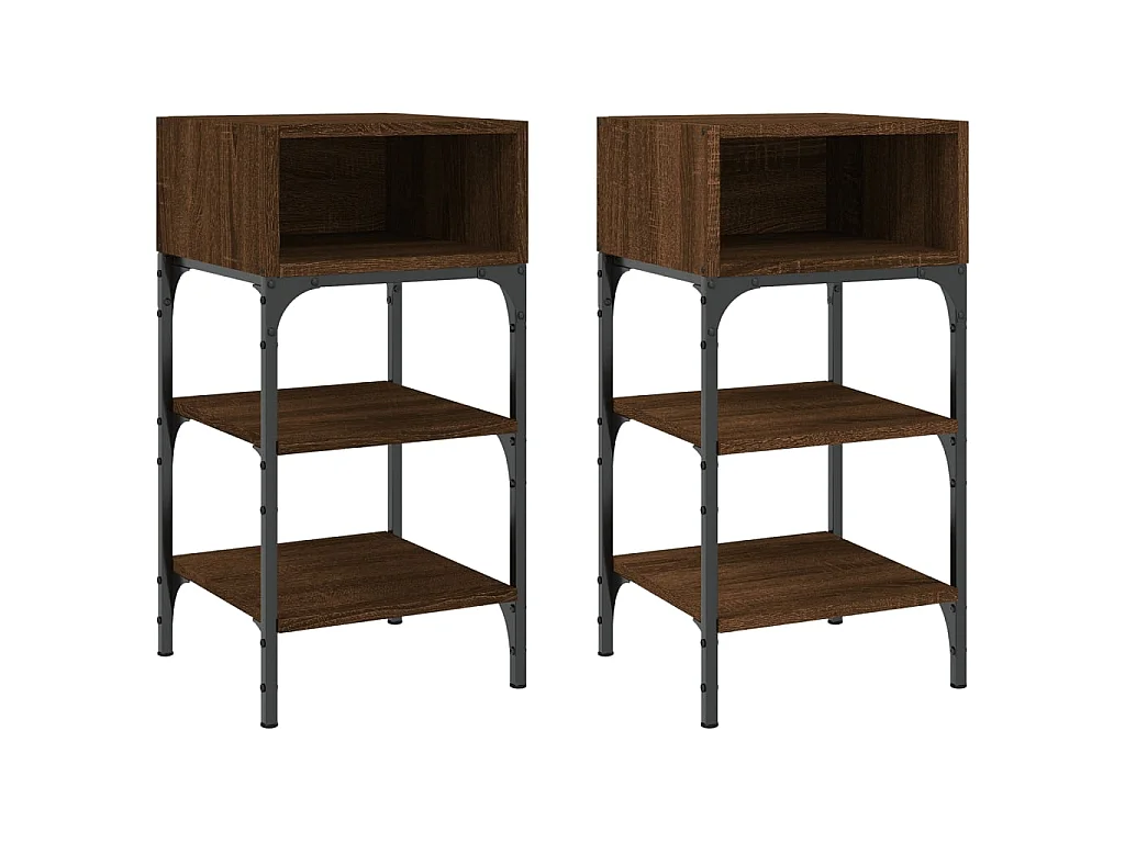 2er-Set Nachttische Nachtschrank Braun Eichen-Optik 35x34,5x70cm Holzwerkstoff -RN26043
