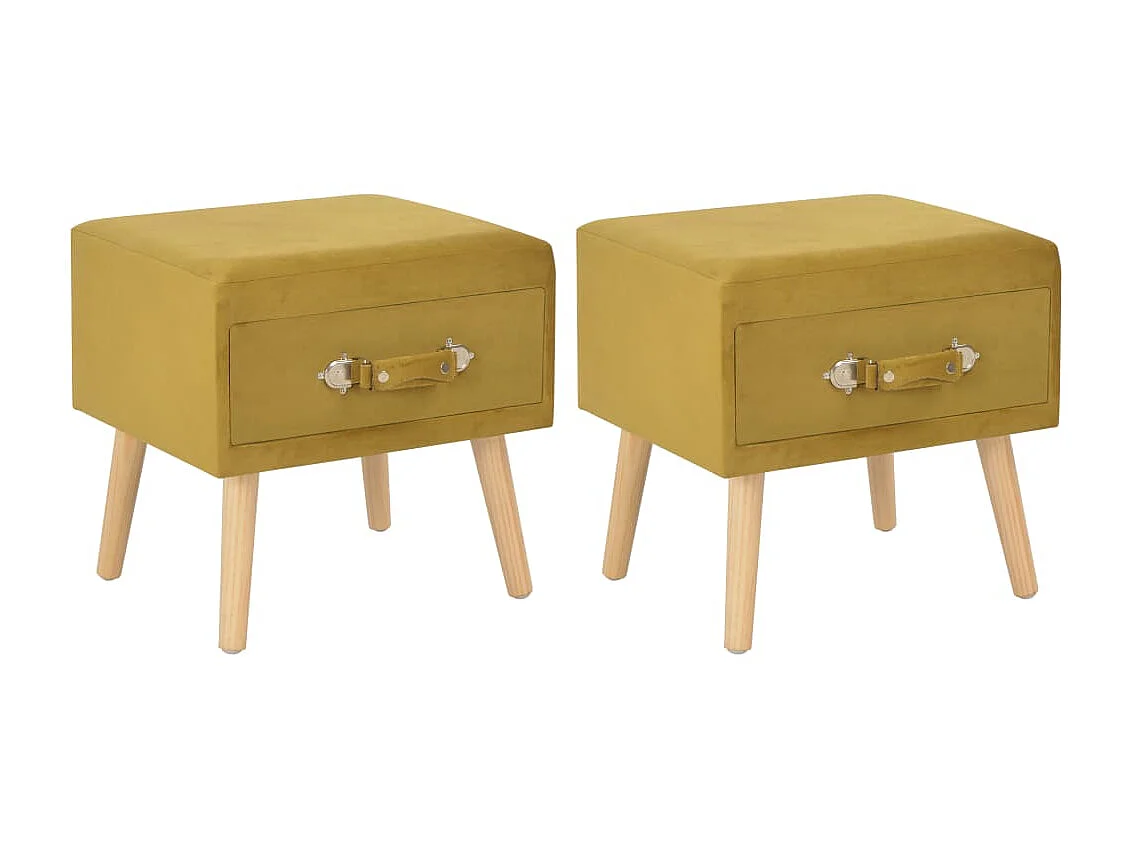2er-Set Nachttische Nachtschrank Senfgelb 40 x 35 x 40 cm Samt -RN40066