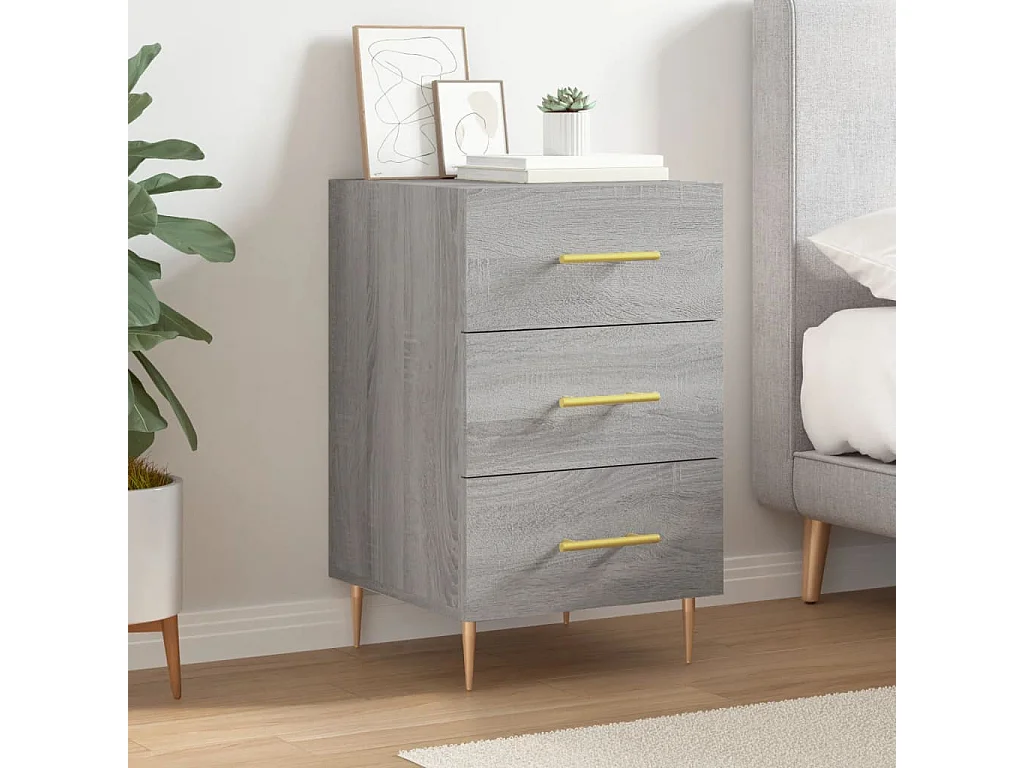 Nachttisch Grau Nachtschrank Sonoma Holzwerkstoff 40x40x66 cm -RN31169