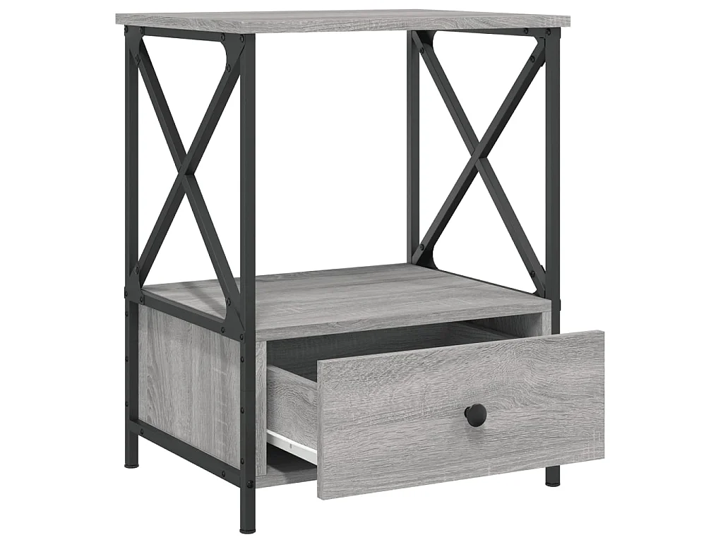 2er-Set Nachttische Nachtschrank Grau Sonoma 50x41x65 cm Holzwerkstoff -RN40266