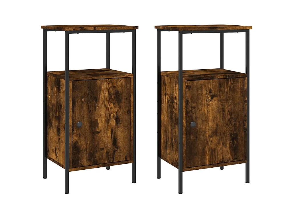 2er-Set Nachttische Nachtschrank Räuchereiche 41x31x80 cm Holzwerkstoff -RN52702