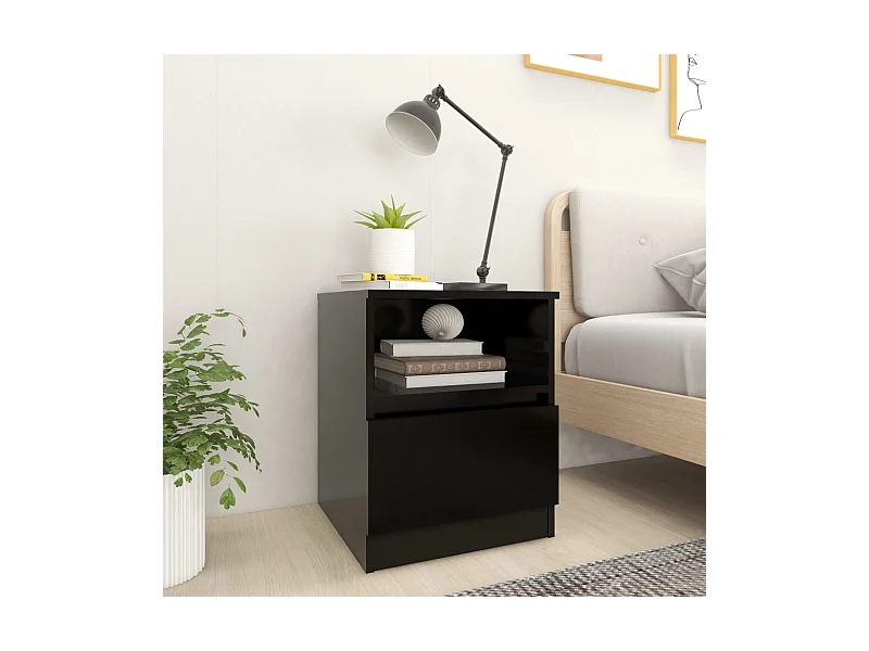 2er-Set Nachttische Nachtschrank Schwarz 40x40x50 cm Holzwerkstoff -RN40823