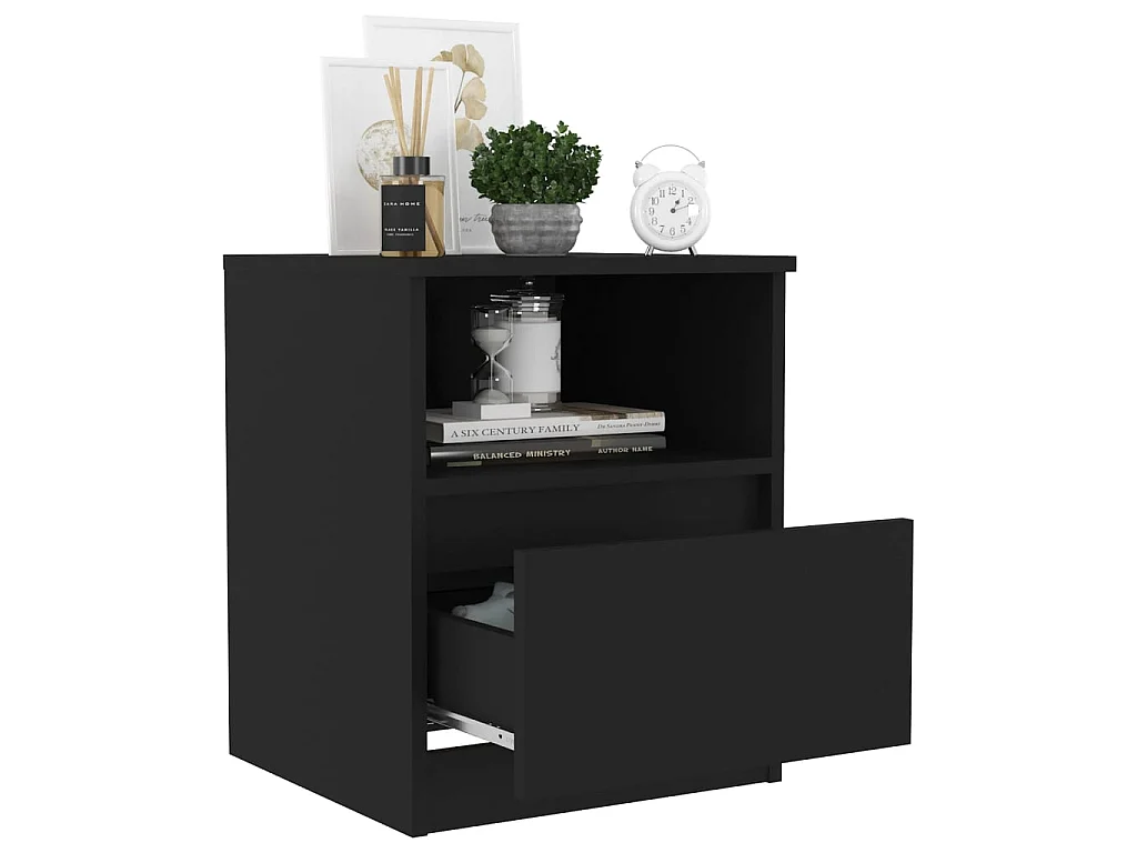 2er-Set Nachttische Nachtschrank Schwarz 40x40x50 cm Holzwerkstoff -RN40823