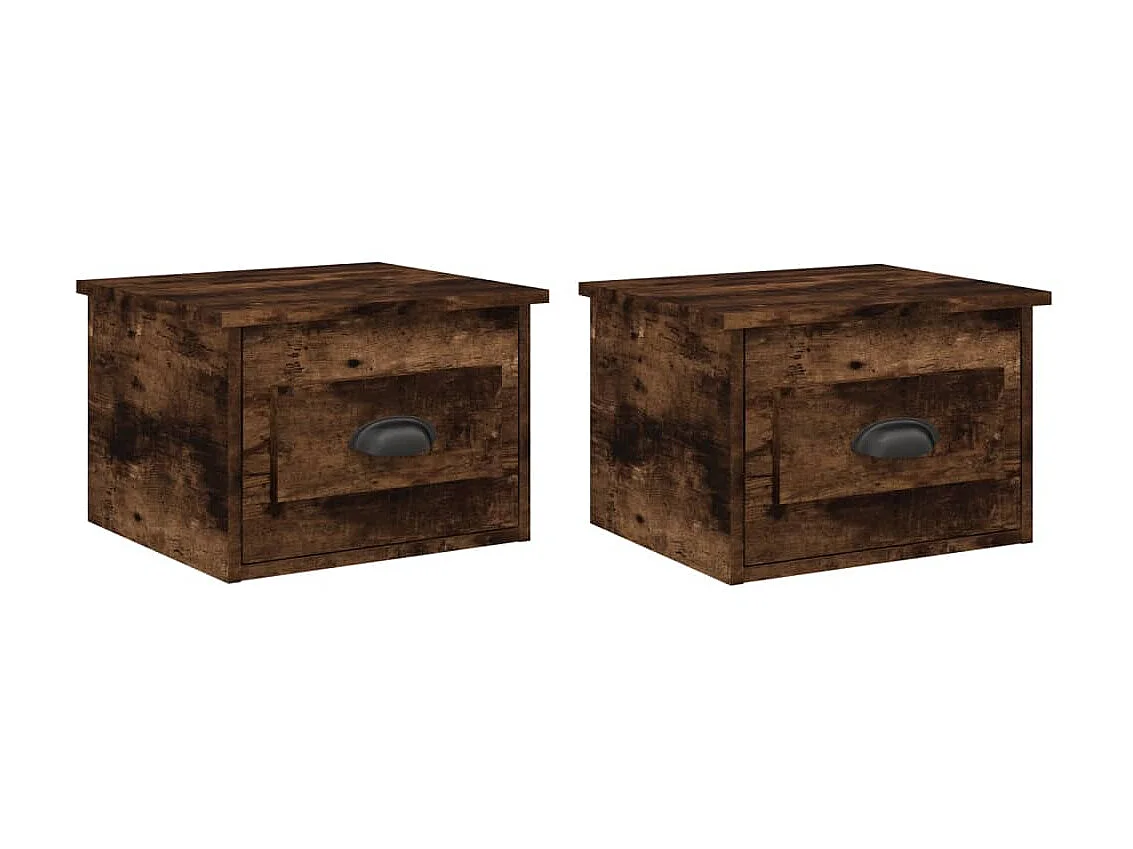 2er-Set Wand-Nachttische Nachtschrank Räuchereiche 41,5x36x28 cm -RN39969