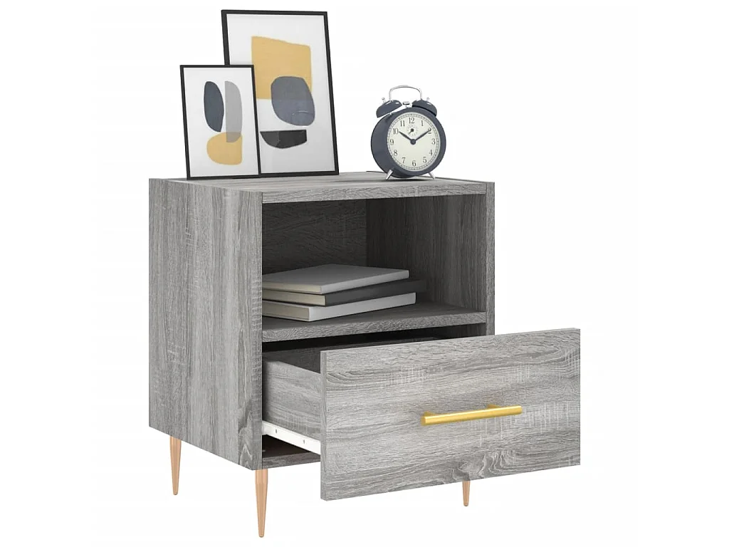 Nachttisch Grau Nachtschrank Sonoma 40x35x47,5 cm Holzwerkstoff -RN56511