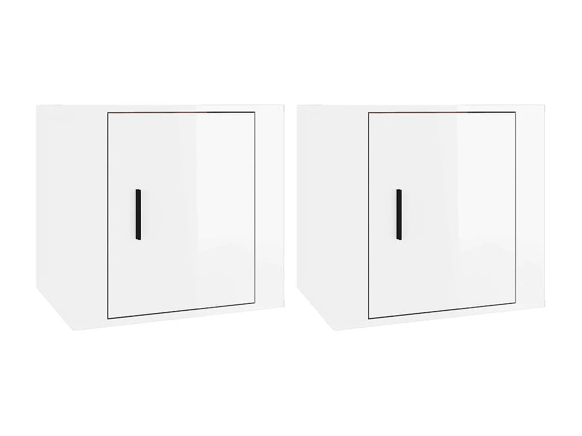 2er-Set Nachttische Nachtschrank Hochglanz-Weiß 50x39x47 cm -RN26813