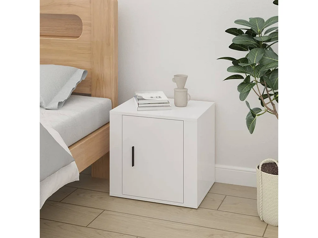 2er-Set Nachttische Nachtschrank Hochglanz-Weiß 50x39x47 cm -RN26813