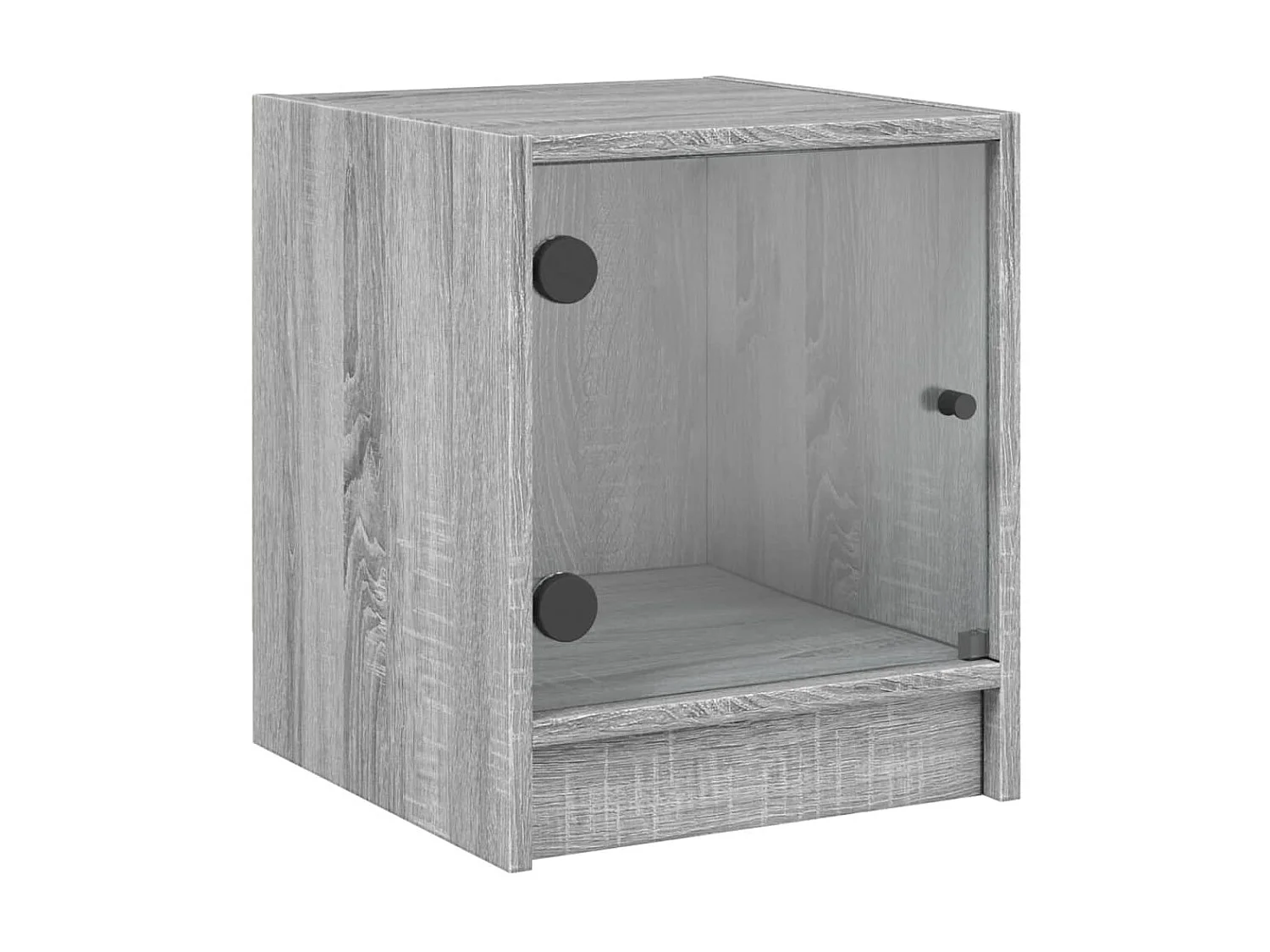 2er-Set Nachttische Nachtschrank mit Glastüren Grau Sonoma 35x37x42 cm -RN17185