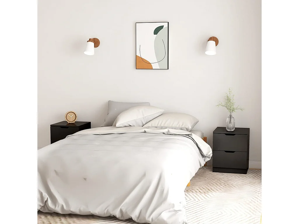 2er-Set Nachttische Nachtschrank Schwarz 40x40x50 cm Spanplatte -RN27497