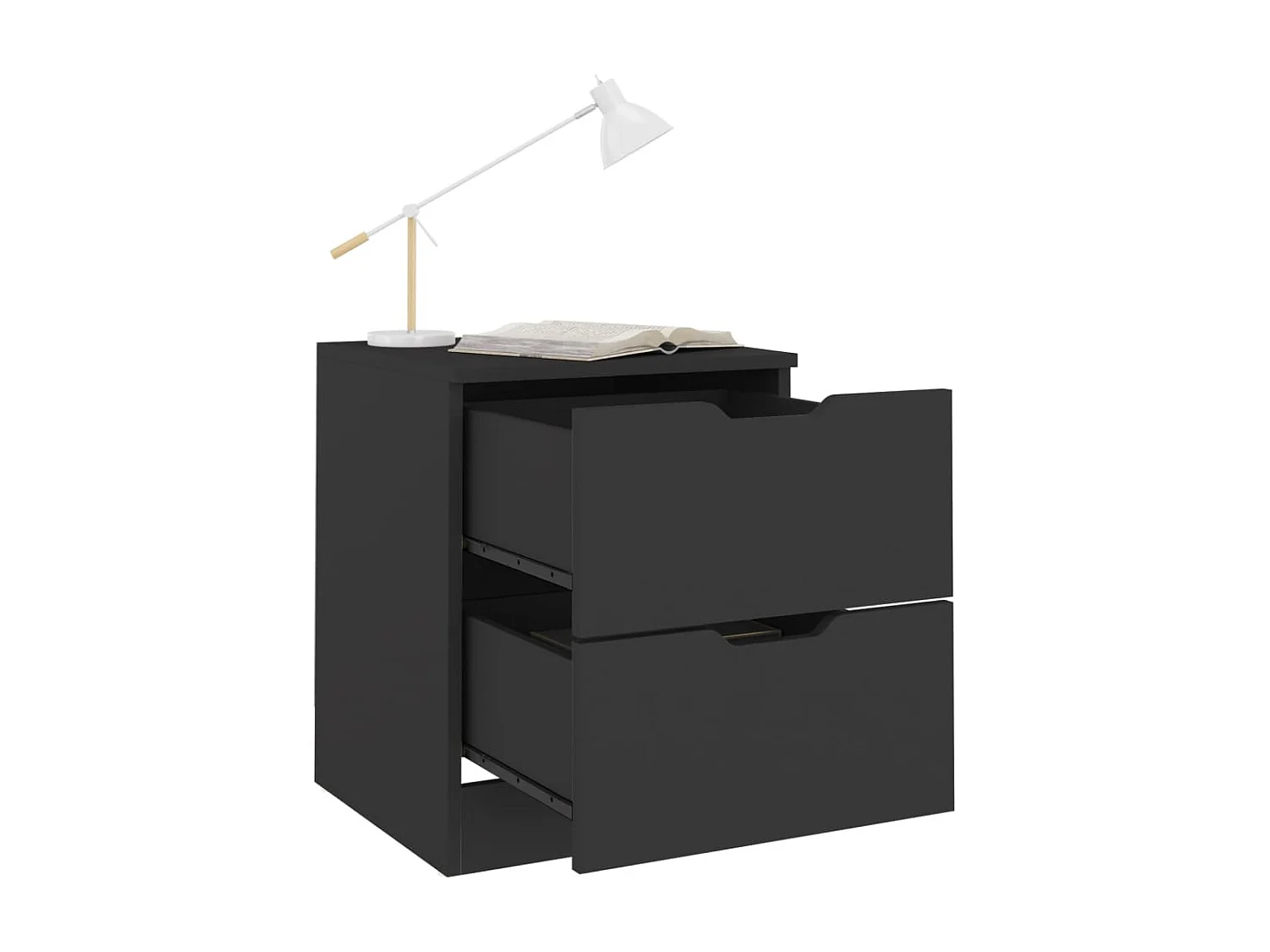 2er-Set Nachttische Nachtschrank Schwarz 40x40x50 cm Spanplatte -RN27497