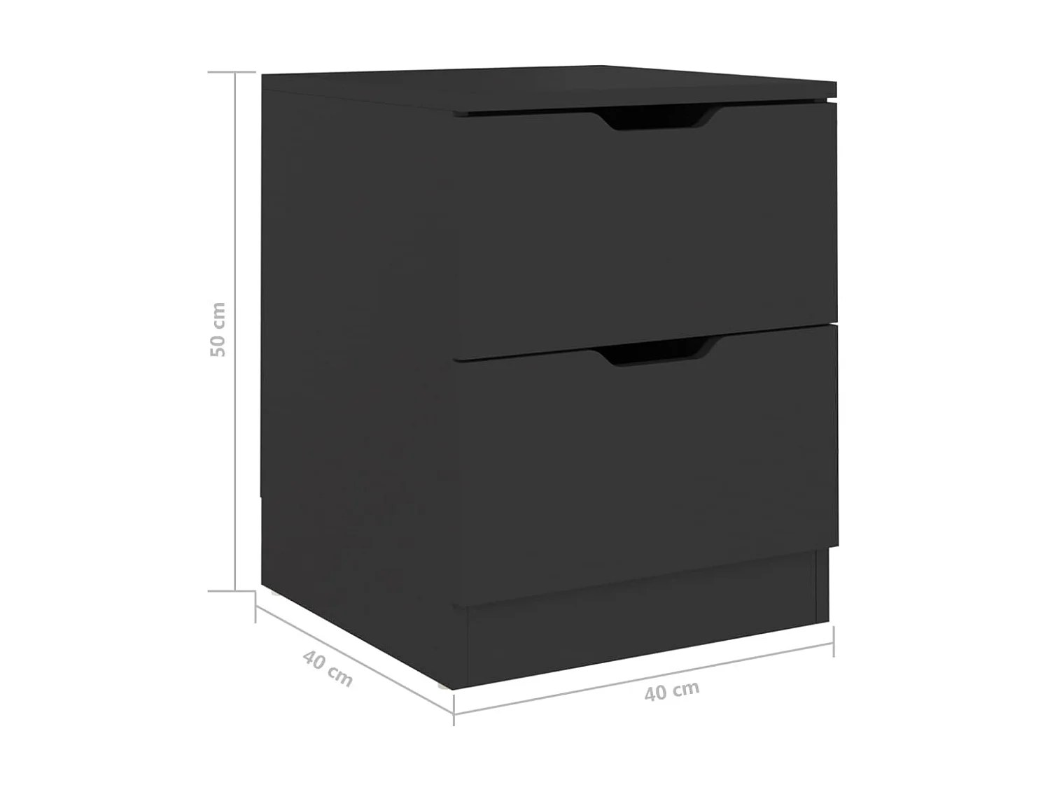 2er-Set Nachttische Nachtschrank Schwarz 40x40x50 cm Spanplatte -RN27497