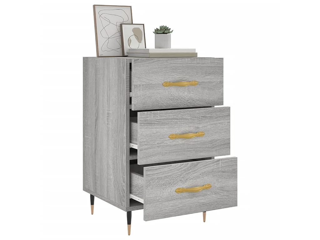 Nachttisch Grau Nachtschrank Sonoma Holzwerkstoff 40x40x66 cm -RN25656