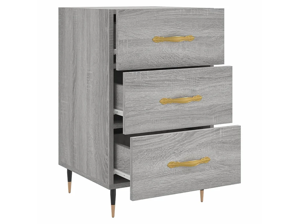 Nachttisch Grau Nachtschrank Sonoma Holzwerkstoff 40x40x66 cm -RN25656